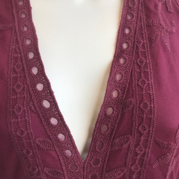 Socialite Burgundy Embroidery and Lace Maxi Dress - Picture 7 of 12